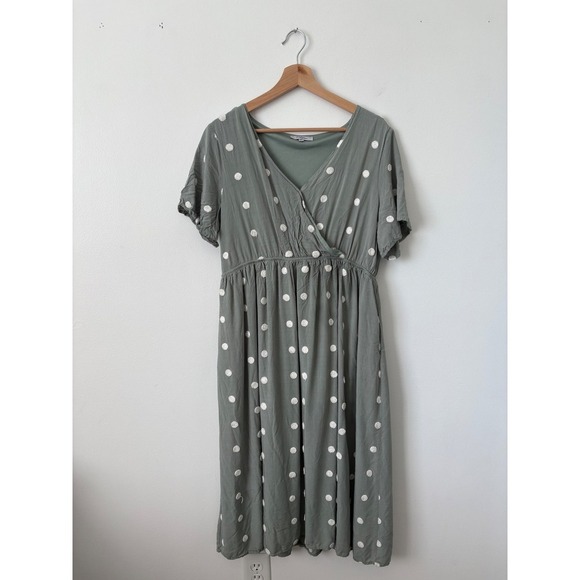 Polagram Green and White Polka Dot Dress – Size Medium - Picture 1 of 5